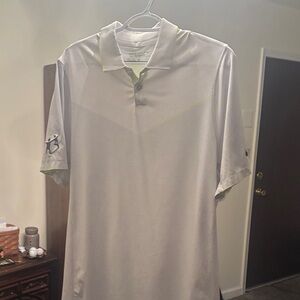 Nike Men's Polo Shirt in Light Gray Neon Green accents. Medium.